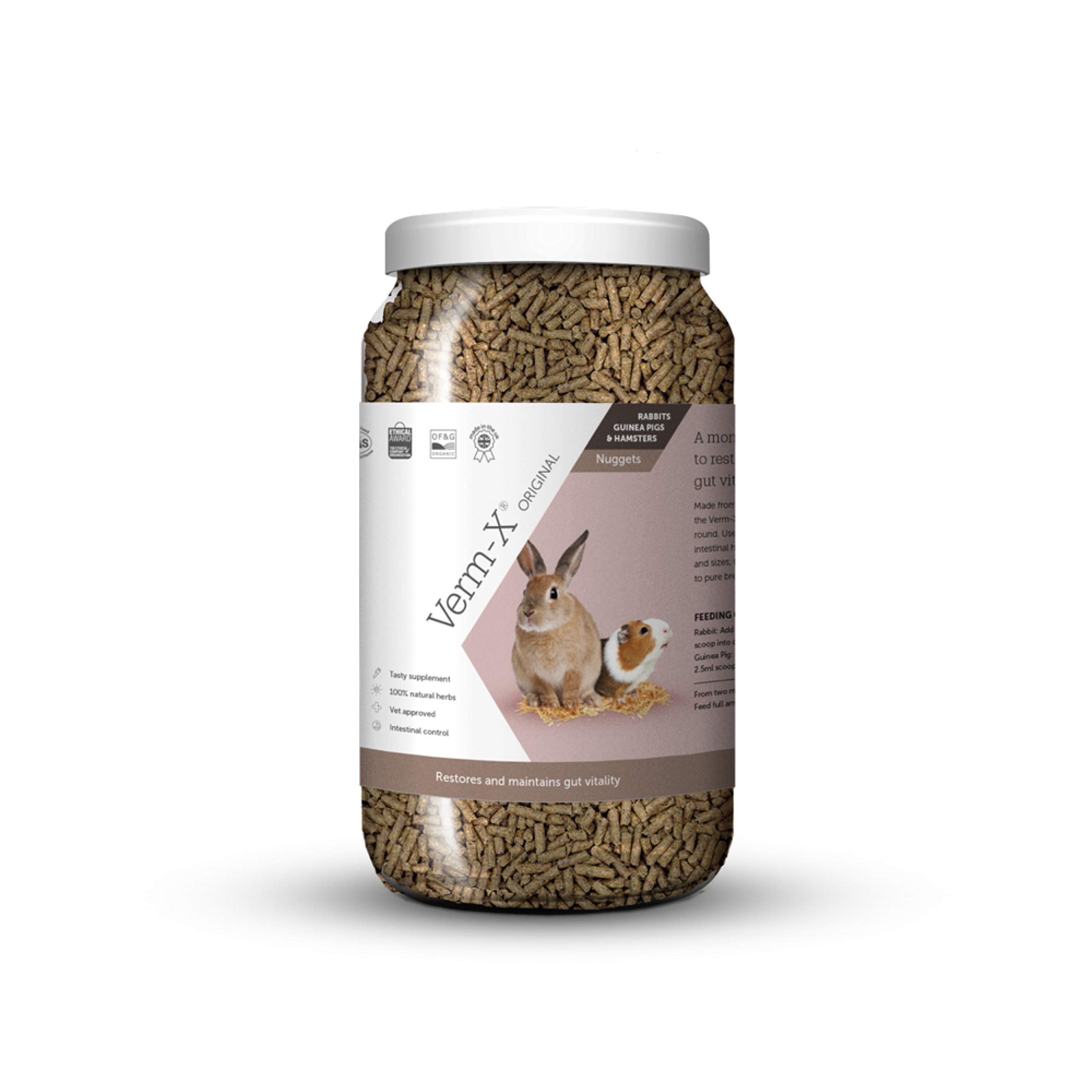 Verm-X Original All Natural Pellets for Rabbits Guinea Pigs and Hamsters. Approved for Use on Organic Farms. Supports Intestinal Hygiene. Vet Approved. Maintains Gut Vitality. Wormwood Free Recipe