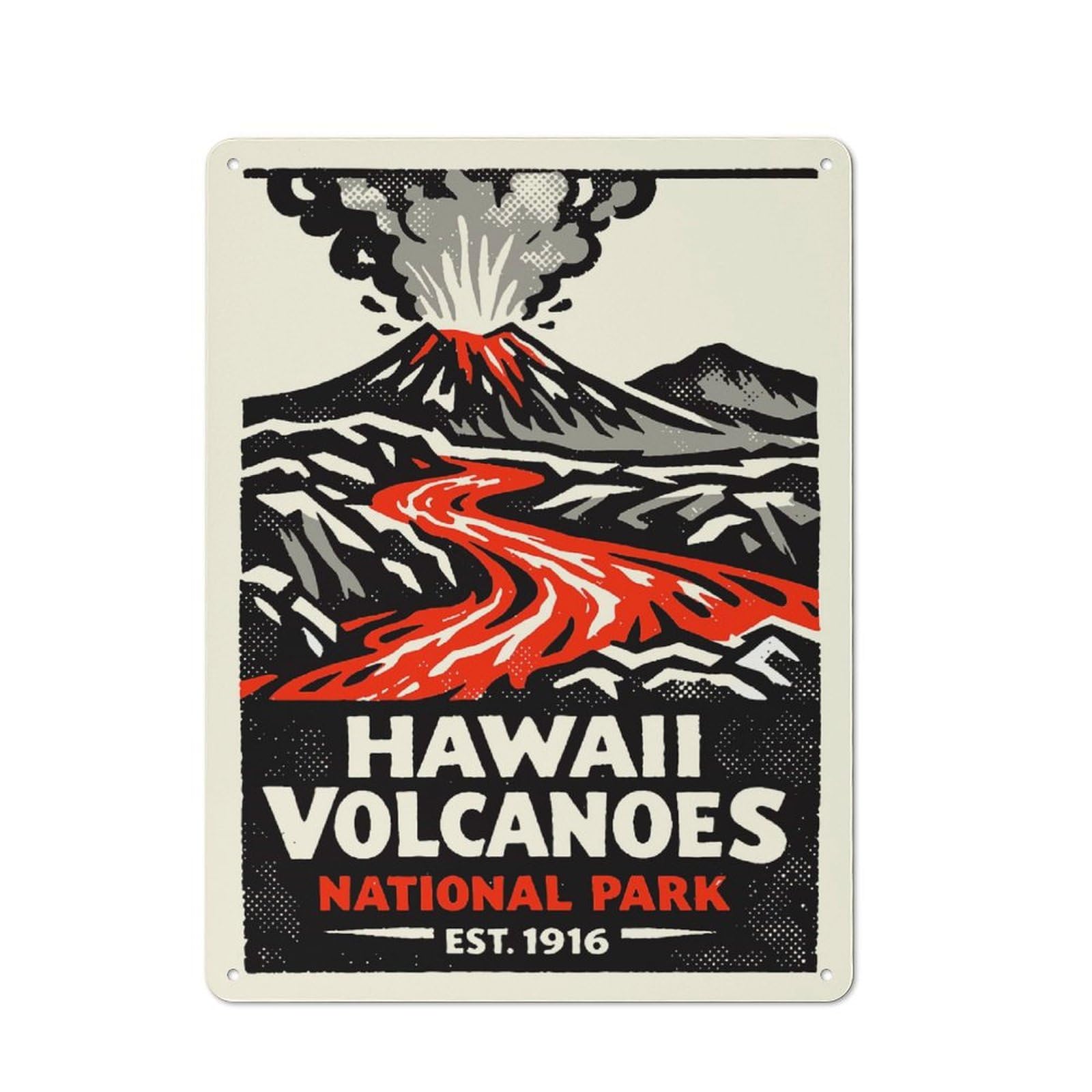 Junmoney Style-10 Classic Hawaii Volcanoes National Park Poster Kitchen Metal Sign 40X30cm, Kitchen Wall Decor For Kitchen, Cafe, Pantry Or Dining Room