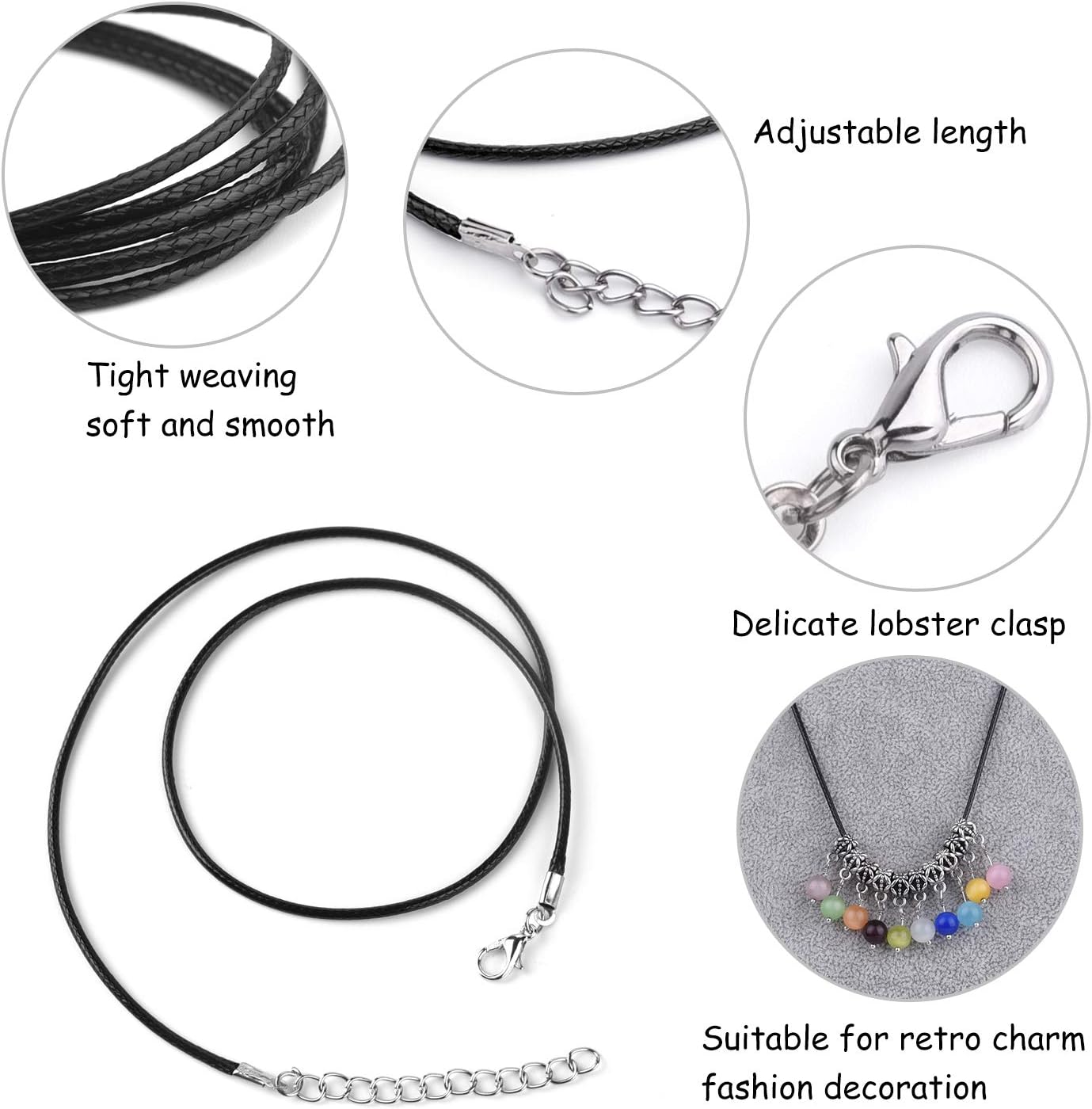 TUPARKA 60 Pcs Necklace Cord 2mm Waxed Necklace Cord with Clasp Necklace String for DIY Bracelet Necklace Jewelry Making 10 Colors - Image 4