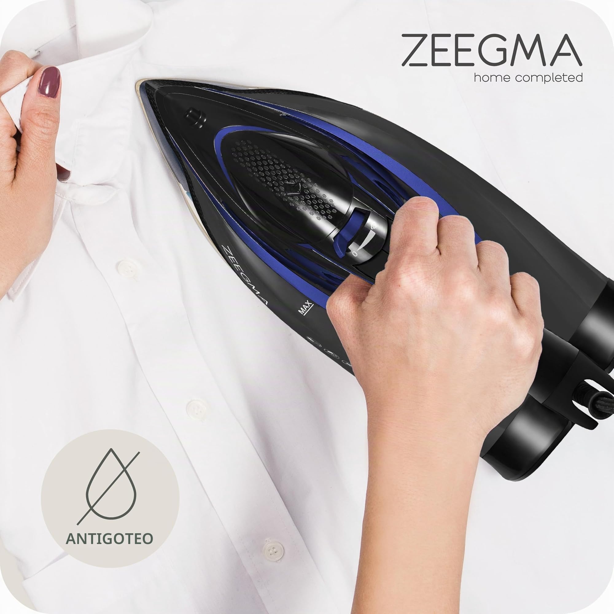 ZEEGMA EISIG BASE Plancha con Cable 3100 W con Revestimiento Cerámico, Planchado a Vapor y en Seco, Salida de Vapor de hasta 40 g/min, Depósito de 320 ml Autolimpieza, Anti-Drip y Anti-Calc