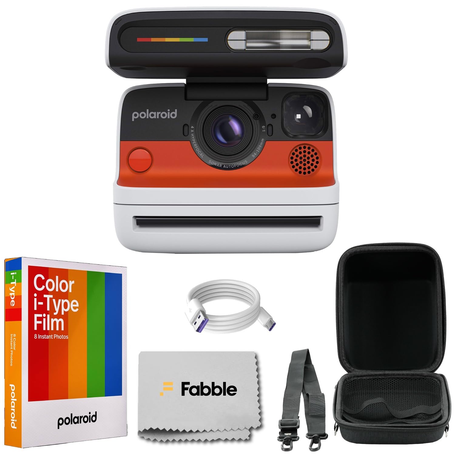 Polaroid Flip Instant Camera White Bundle with Color i-Type Film (8 Photos), Hard Protective Case, 6ft USB Type-C Cable, and Grey Microfiber Cleaning Cloth-image-35