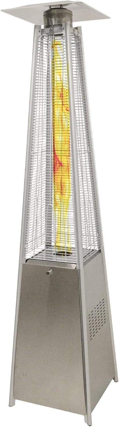 RoyalFire RFLC012PH-P-13KW Royal Fire 13kW Pyramid Patio Heater with Quartz Glass Tube, Stainless Steel, 52x52x227 cm