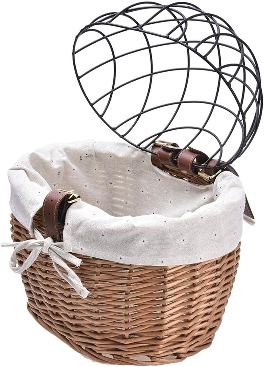 Surd 犬 自転車バスケット ペット用 猫犬用 自転車用キャリー 自転車かご 手織り 田園風 収納かご ふた付き ワイヤーバスケット 自転車バスケット 籐 取り外し可能 自転車アクセサリー 子供用 自転車カゴ 織りバイクカゴ 天然素材 前かご オシャレ ひび割れにくい