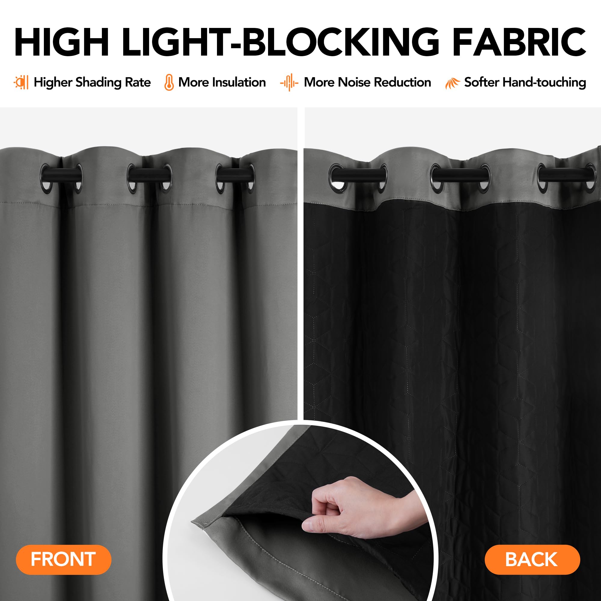 Deconovo Tenda Oscurante Termica Doppio Strato, Antivento, Pesante, Isolante per Freddo e Caldo, Adatta per Finestre e Porte, 200x260 CM, Grigio Chiaro, 1 Pezzo – Certificata OEKO-TEX® STANDARD 100