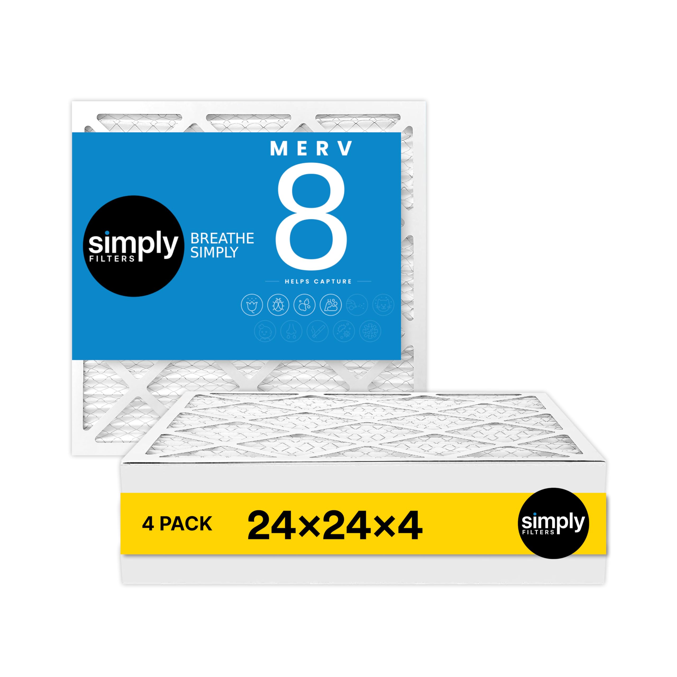 Simply 20x25x4 Air Filter, MERV 8, 4 Pack, Furnace Air Filter for HVAC (Actual Size:19.5"x24.5"x3.63") DUST, Pet, & Allergy Control — view 57