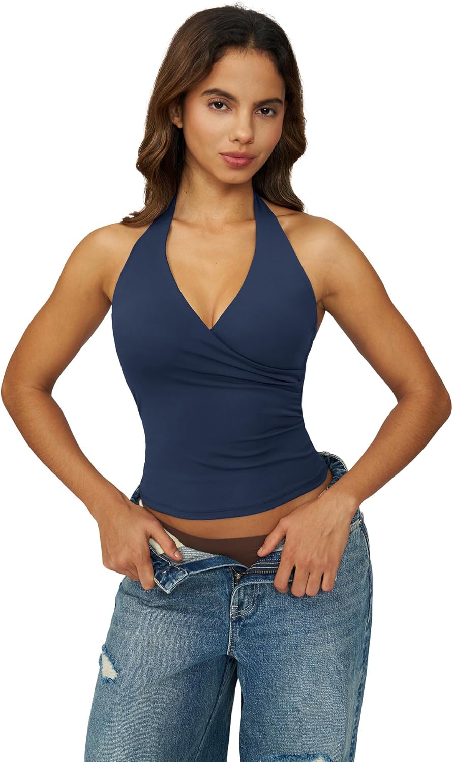 ABOCIW Two Piece Workout Sets for Women Wrap Halter Tank Top High Waist Leggings Yoga Pilates Outfits - Image 5