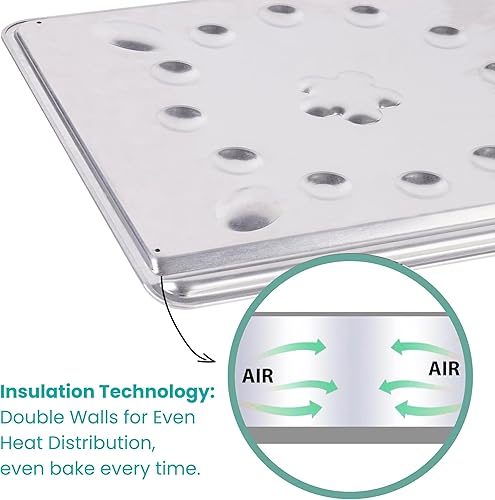 Miniatura 6 de Baker's Secret Hoja de galletas aislada de calidad comercial de aluminio puro natural extra gruesa (aislada, 2 hojas de galletas de 16 pulgadas)