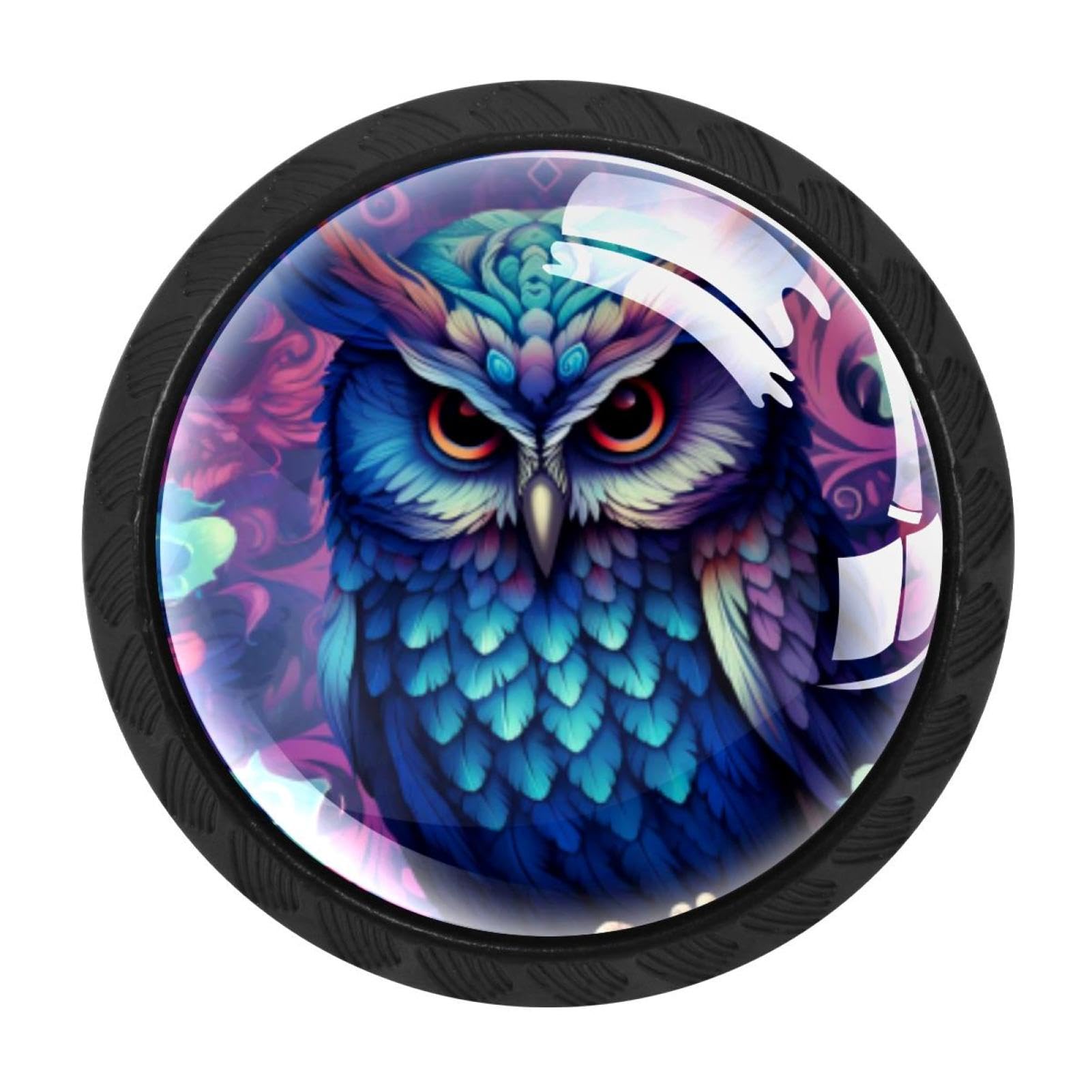 CHENZZZZ Owl Colorful Drawer Pulls 4 Pcs Handle Glass Door Cabinet Knobs Home Office Kitchen Wardrobe Cupboard Hardware for Dresser Drawers