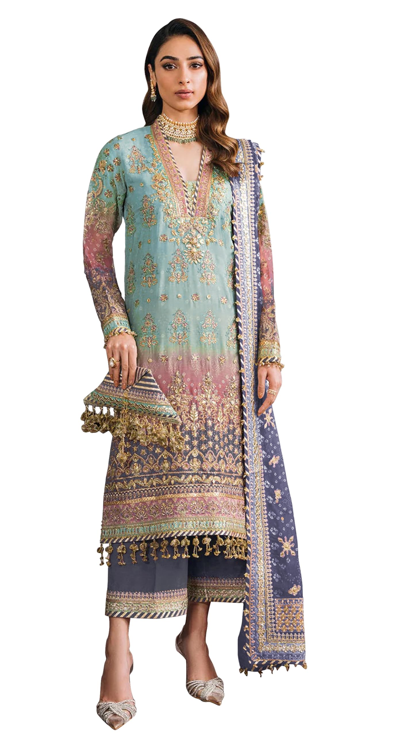 rudraprayag Georgette Digital Print With Embroidery Work Semi Stitched Straight Salwar Suit With Duppata For Women-picture-40