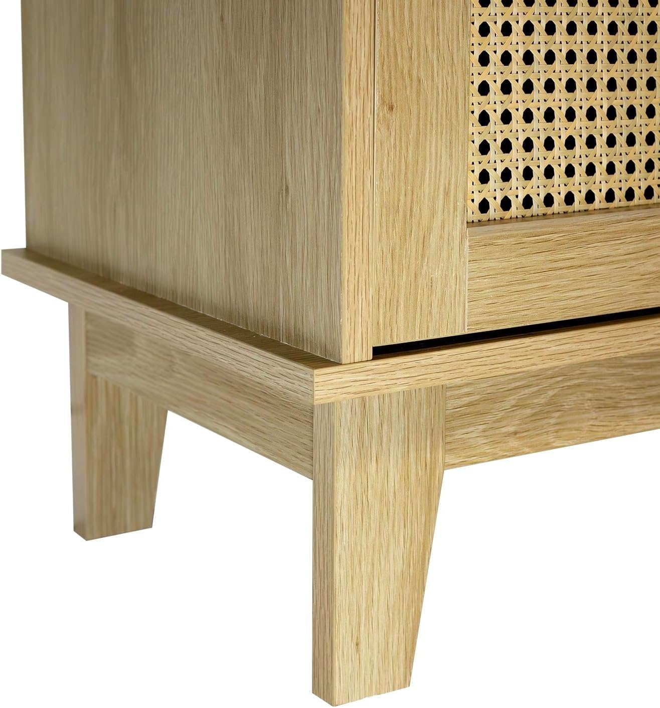 Box and beyond Cassettiera in eucalipto – Porte in canna, naturale, 80 x 34 x 96 cm, FSC 100%