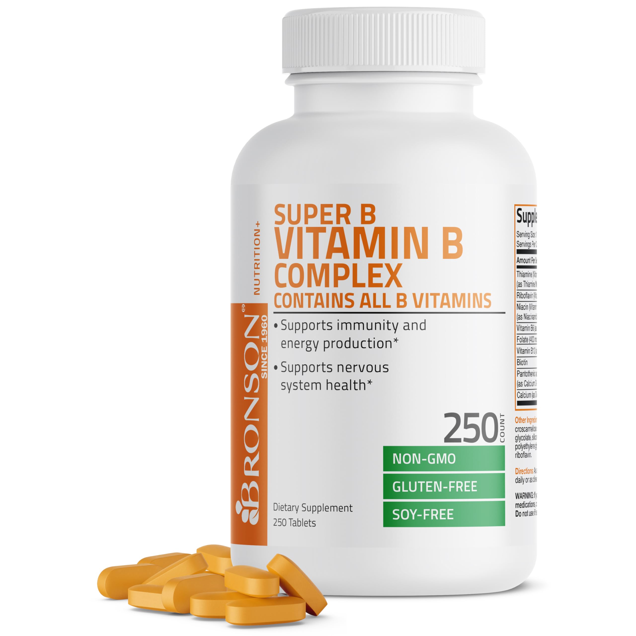 Vitamin B Complex (Vitamin B1, B2, B3, B6, B9 - Folic Acid, B12), 250 Tablets