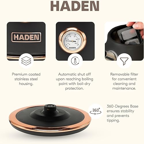 Miniatura 4 de Haden Dorset - Hervidor eléctrico de acero inoxidable de 1.7 litros con base de 360 grados con tostadora de acero inoxidable de ranura ancha de 2