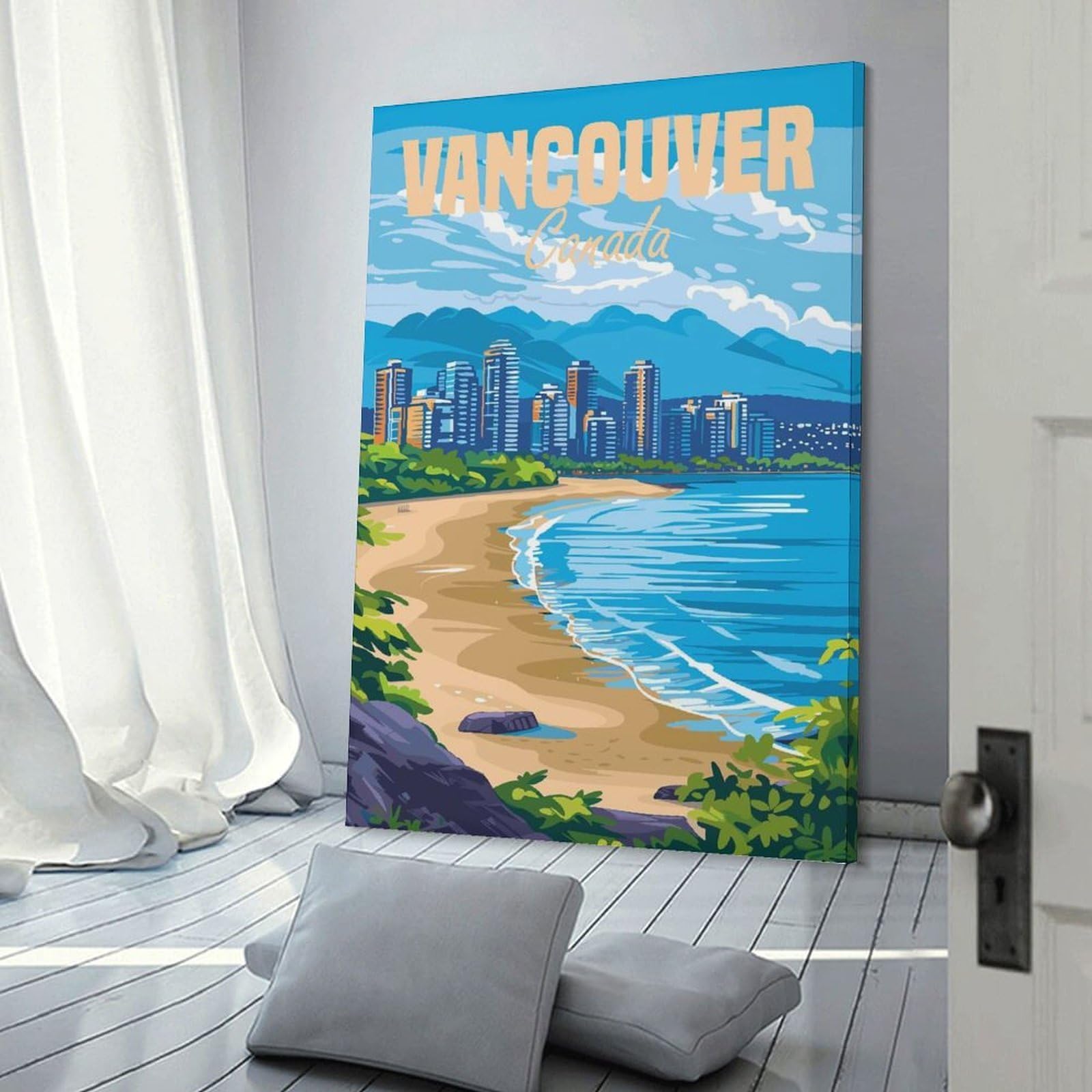 Junmoney Vancouver Canada Decorative Wall Artwork 20x30inch(50x75cm), for Living Room, Bedroom, Office Or Hallway, Decorative Artwork with Broad Appeal