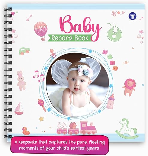 Baby Record Book – Premium Journal for Milestones & Memories with Photo Album for 0-5 Years Baby Girl/Boy | 56 Pages | Best Gift for Pregnancy, Baby Shower Party, New Born & New Parents