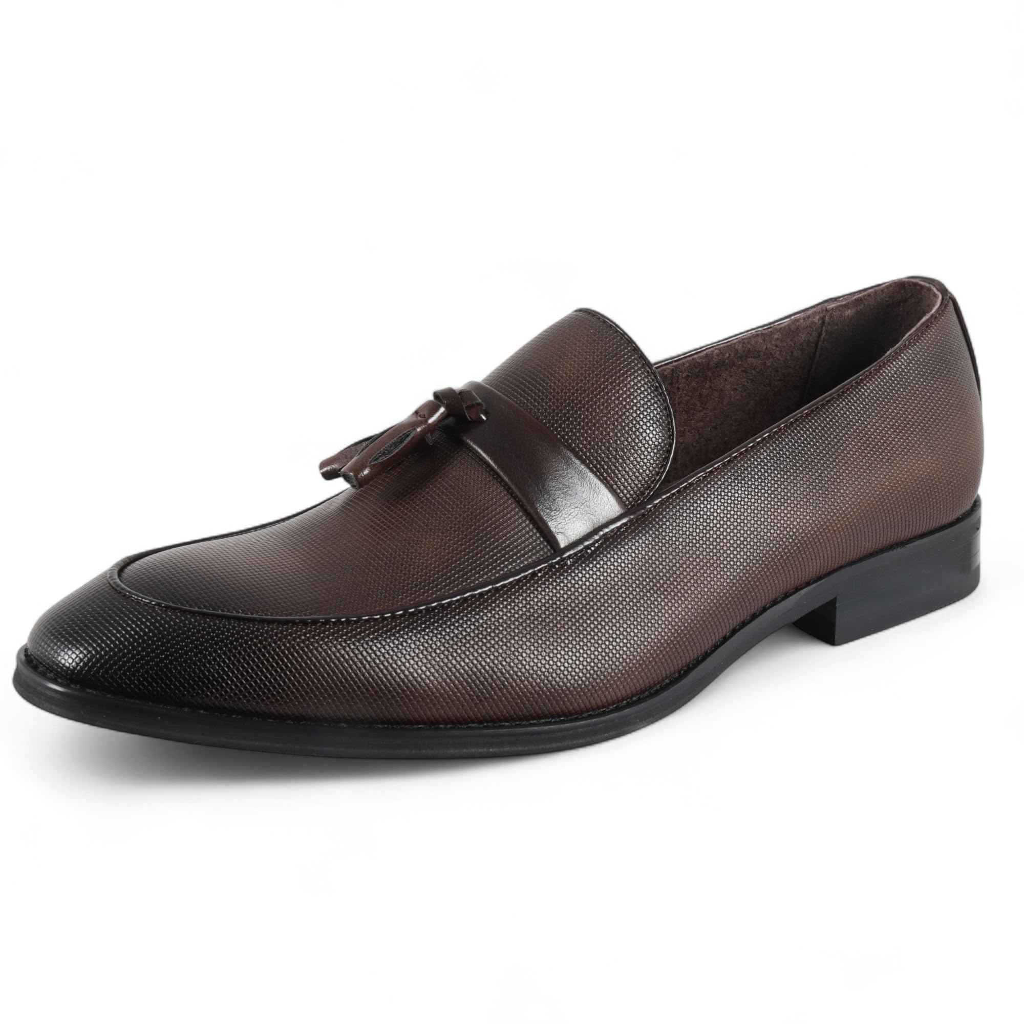 Zapatos Formales Dolcetto para Hombre, Mocasines Clásicos Marrones con Borlas.