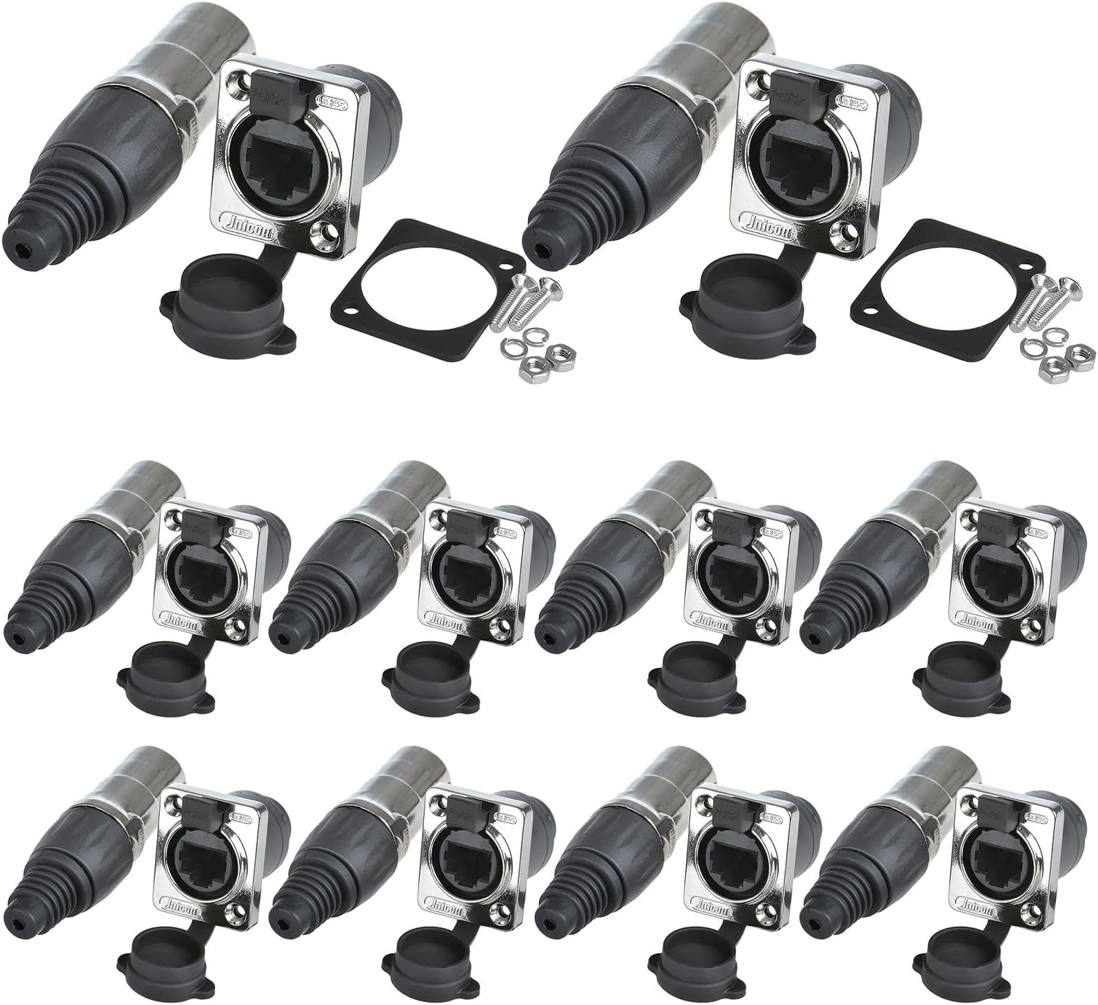 ANMBEST Panel Mounting RJ45 IP65 Waterproof PCB Signal Panel Cat5/5e/6 8P8C Connector(10PCS RJ45 Connector+10PCS Round)