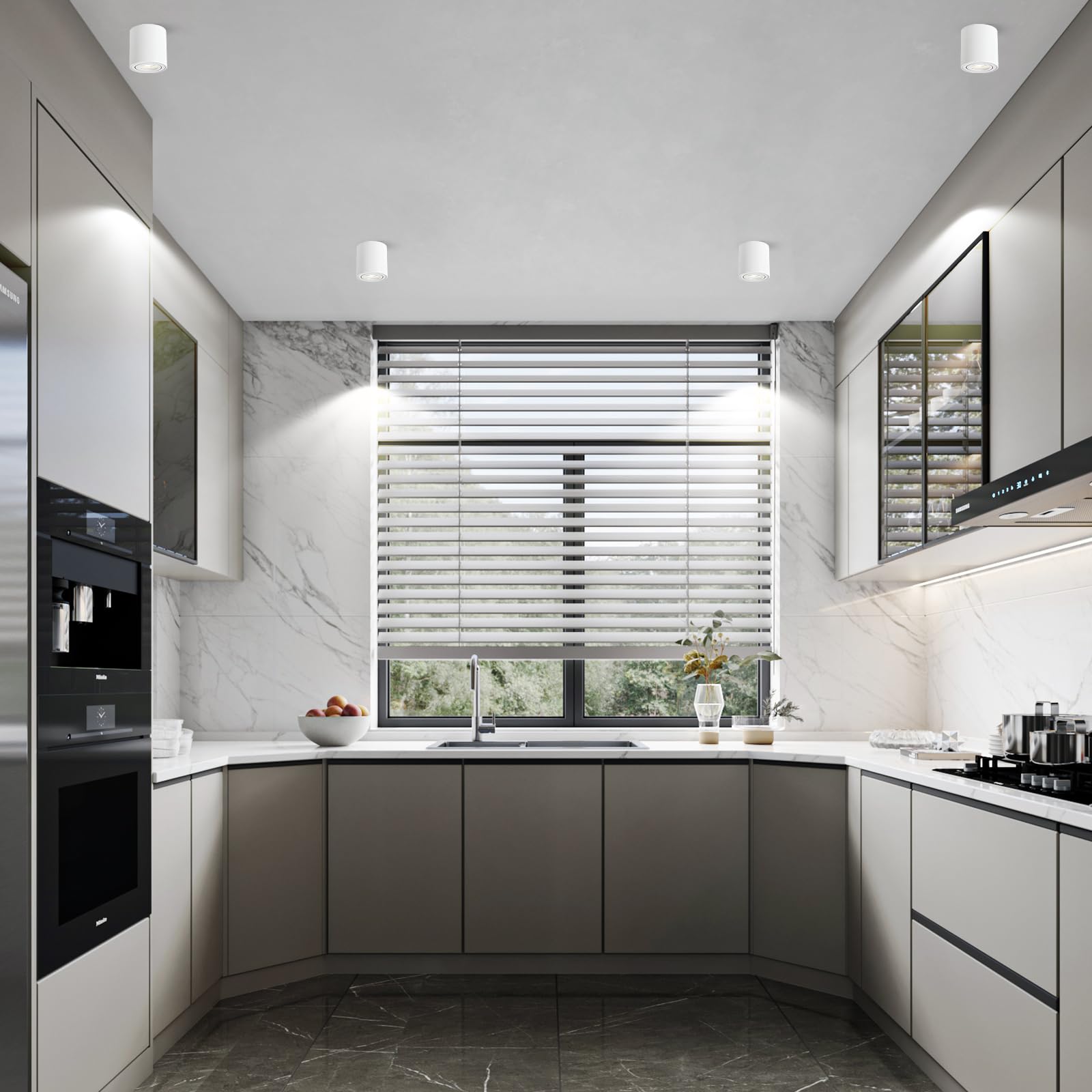 Focos LED Interior Techo Blanco, Foco Techo Orientable 5W GU10 3000K Cálido/ 4000K Natural/ 6000K Frio, Focos Superficie Aluminio, Aplique Techo 230V, Downlight LED Superficie Ø80x84mm