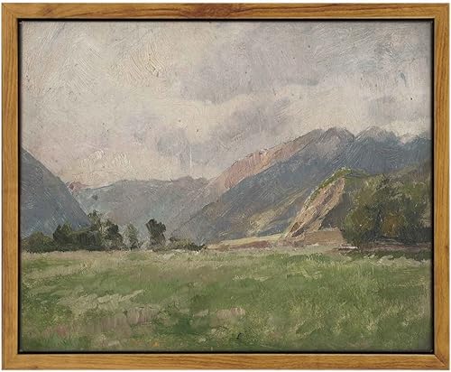 InSimSea Arte de pared enmarcado para habitación, decoración ecléctica, pintura de praderas y montañas, arte de pared para sala de estar,