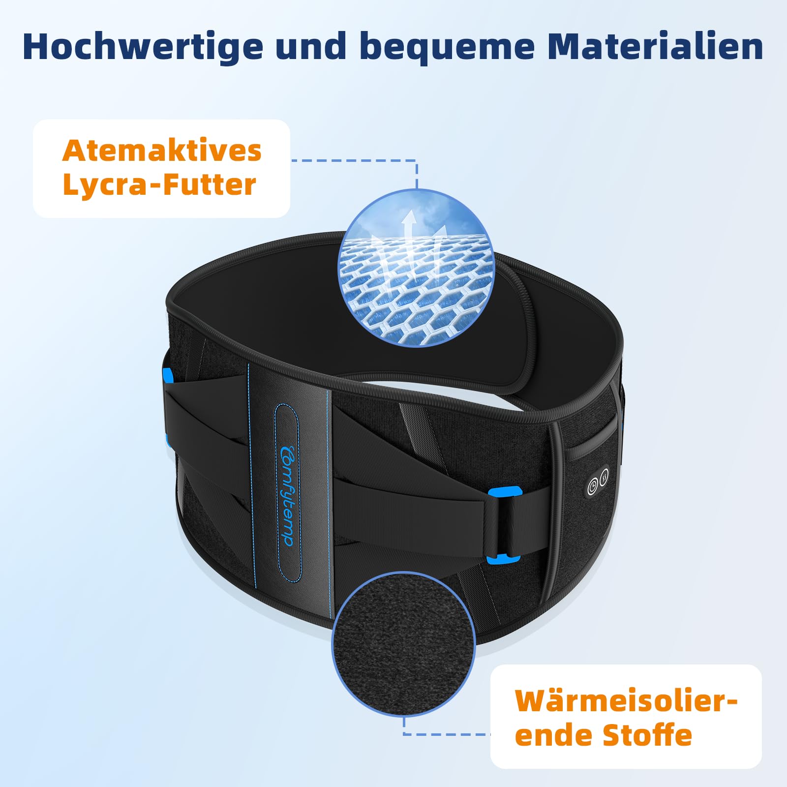Comfytemp Wärmegürtel Rückenstützgürtel mit 25Wh Akku,155x22cm Kabellos Heizgürtel mit Rückenstütze für Rücken,Heizkissen mit Abschaltautomatik Rückenwärmer mit USB Geschenke Mütter, Mama, Papa