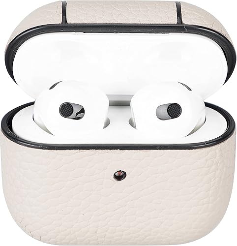 HARDISTON Apple AirPods 3 de cuero genuino hecho a mano  Estuche rígido con clip para llavero  Compatible con cargadores inalámbricos  Compatible