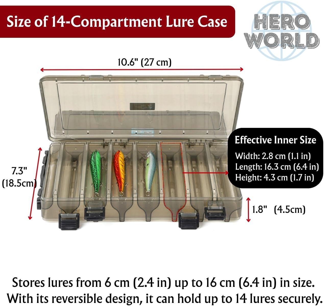 Fishing Tackle Box Set – 2-Pack Double-Sided Reversible Lure Organizer (Black,14-Slotx2)
