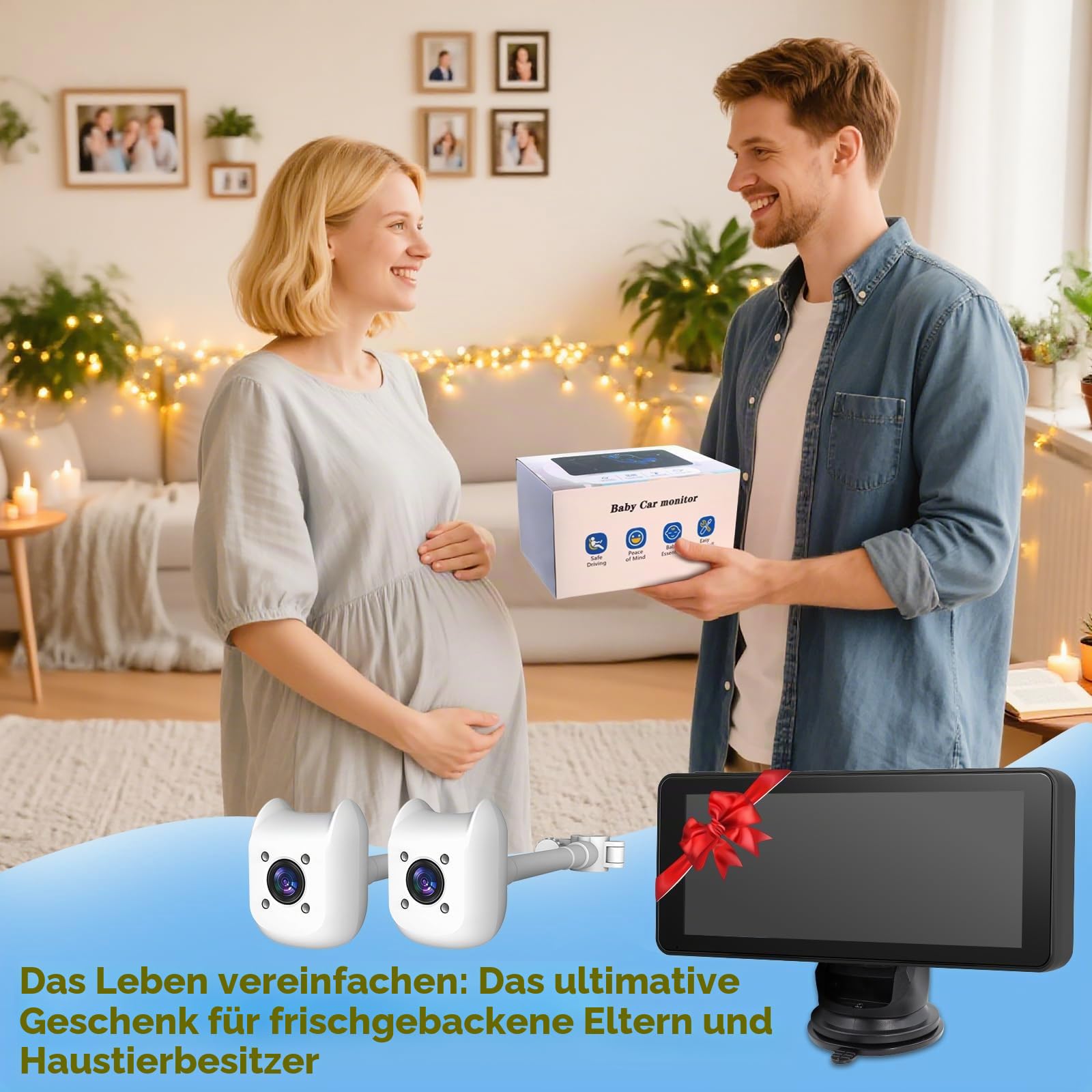 ELECROW Baby Auto Kamera 2 Kameras für Kindersitz, 6,86 Zoll Ultrawide Display USB Rücksitz Kamera Set, 1080P HD & IR Nachtsicht, einfache Installation, Babykamera für Auto Rücksitz