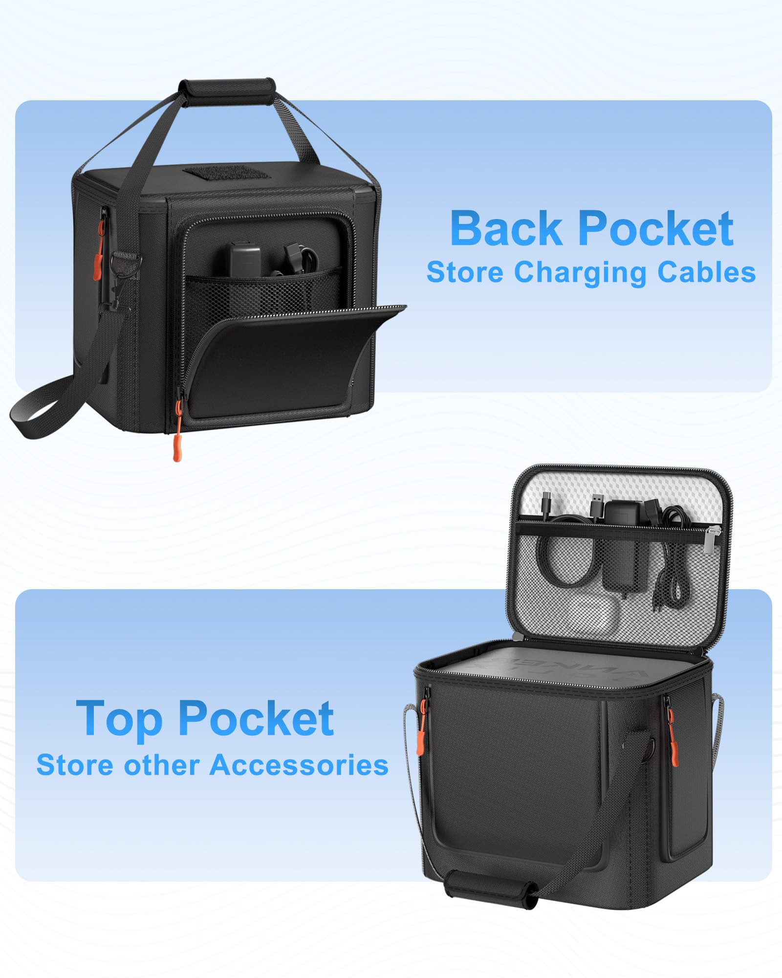 Hautton Borsa da trasporto per Anker SOLIX C1000/ C800/ C800 Plus Stazione Elettrica, Borsa di Protezione con Tracolla e Maniglia per Generatore Elettrico Portatile, Custodia per Power Station -Nero