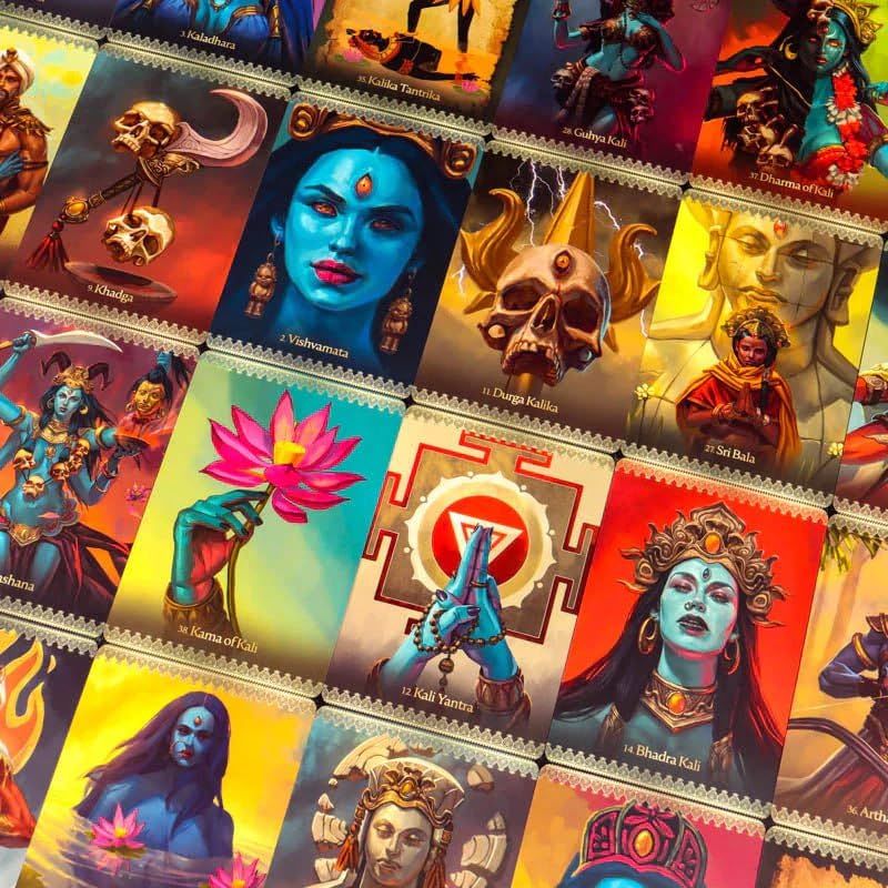Image of DUNGRANI ENTERPRISE 44 Pieces Kali Oracle Tarot Cards Deck Game Wild Divine Mother Hindu Traditional Standard Tarot Deck Fortune Telling Game Divination Tools for Beginners