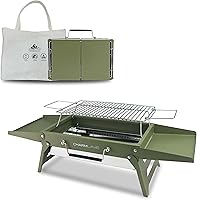Vista 10 de Charmline Parrilla de carbón portátil grande de 20 x 14 pulgadas, parrilla compacta con red de parrilla elevable, parrilla de barbacoa que ahorra