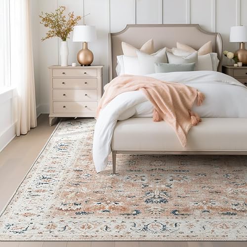 Miniatura 76 de jinchan Alfombra de área lavable de 2 x 3, alfombra vintage floral para puerta de interior, con antideslizante, alfombra pequeña de pelo bajo