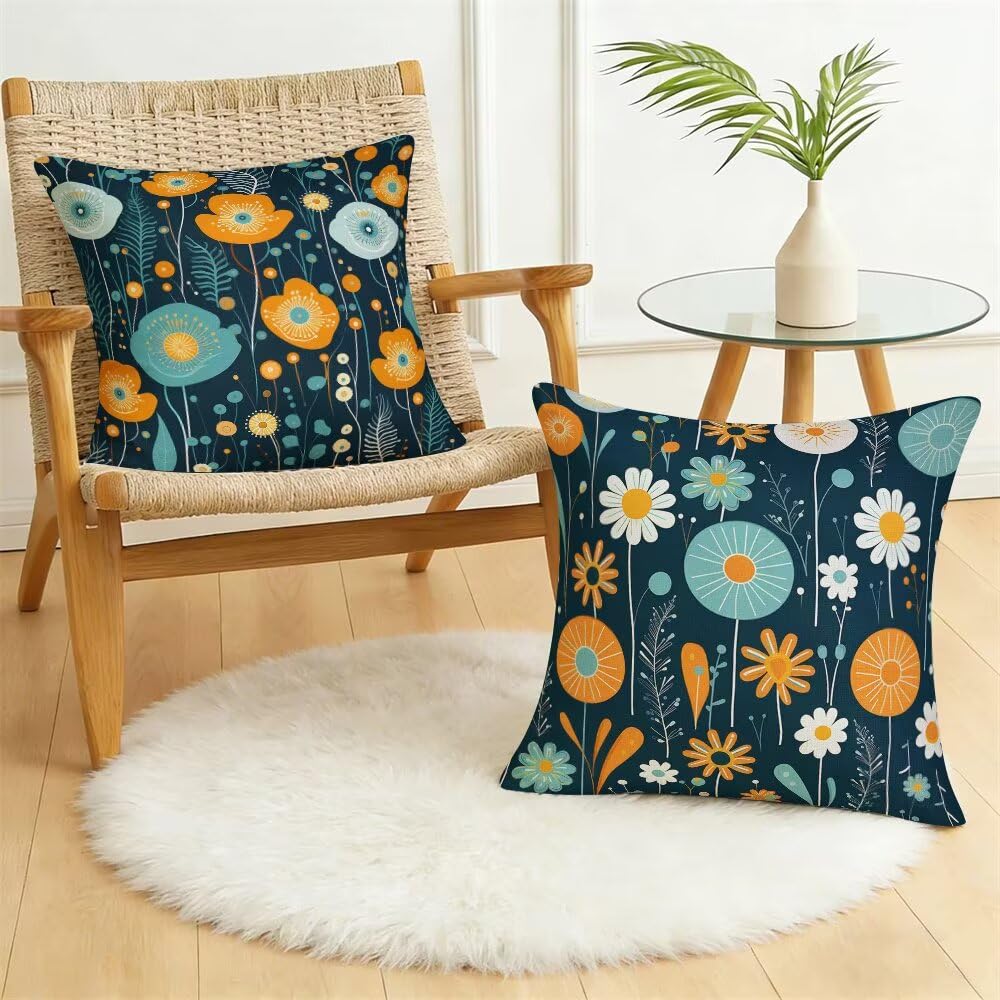 Federe Cuscini da Esterno Impermeabili 65x65 Blu Intenso Copri Cuscini per Divano Floreale Federa Cuscino Cartoon Decorativi Copricuscini per Divano Giardino Soggiorno Copricuscino Set di 2 (IU103)