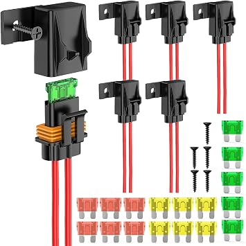 Nilight 6pcs Inline Fuse Holder 12AWG Waterproof ATC/ATO Blade Holder 20A 30A 40A Regular Heavy Duty in Line w/Cover Fits 1A to 30A Fuses for 12V Automotive Vehicles