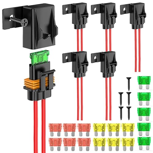Nilight 6 piezas Portafusibles en Línea 12AWG Impermeable ATCATO Portacuchillas 20A 30A 40A Regular Trabajo Pesado en Línea con Cubierta Compatible