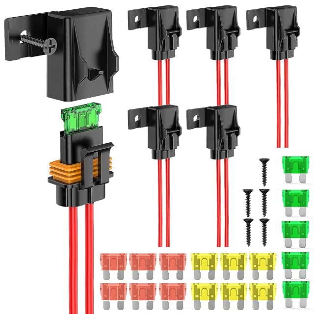 Nilight 6pcs Inline Fuse Holder 12AWG Waterproof ATC ATO Blade Holder 20A 30A 40A Regular Heavy Duty in