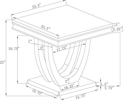 Miniatura 3 de Coaster Home Furnishings Kerwin - Mesa auxiliar cuadrada de piedra con bordes biselados y base de pedestal, estilo contemporáneo, sala de estar, 24