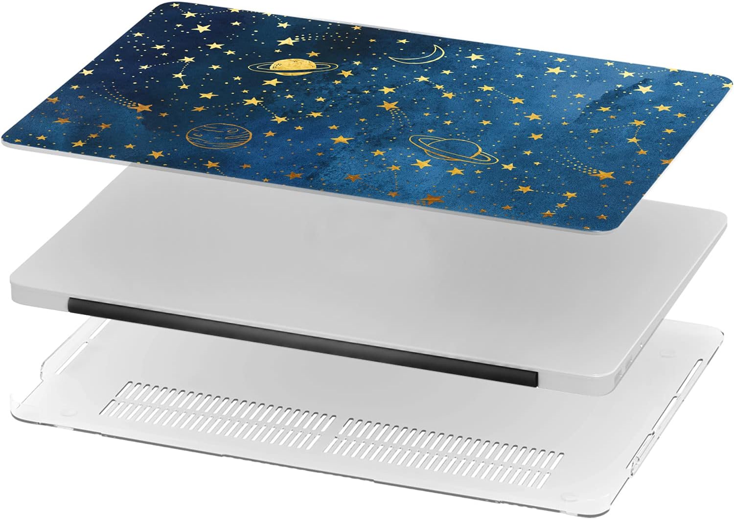 Mertak Hard Case Compatible with MacBook Pro 16 14 Air 15 13 inch M3 M2 M1 Mac 2024 2023 2022 2018 Cover Stars Touch Bar Space Planet Cute Constellations Protective Plastic Moon Celestial Print