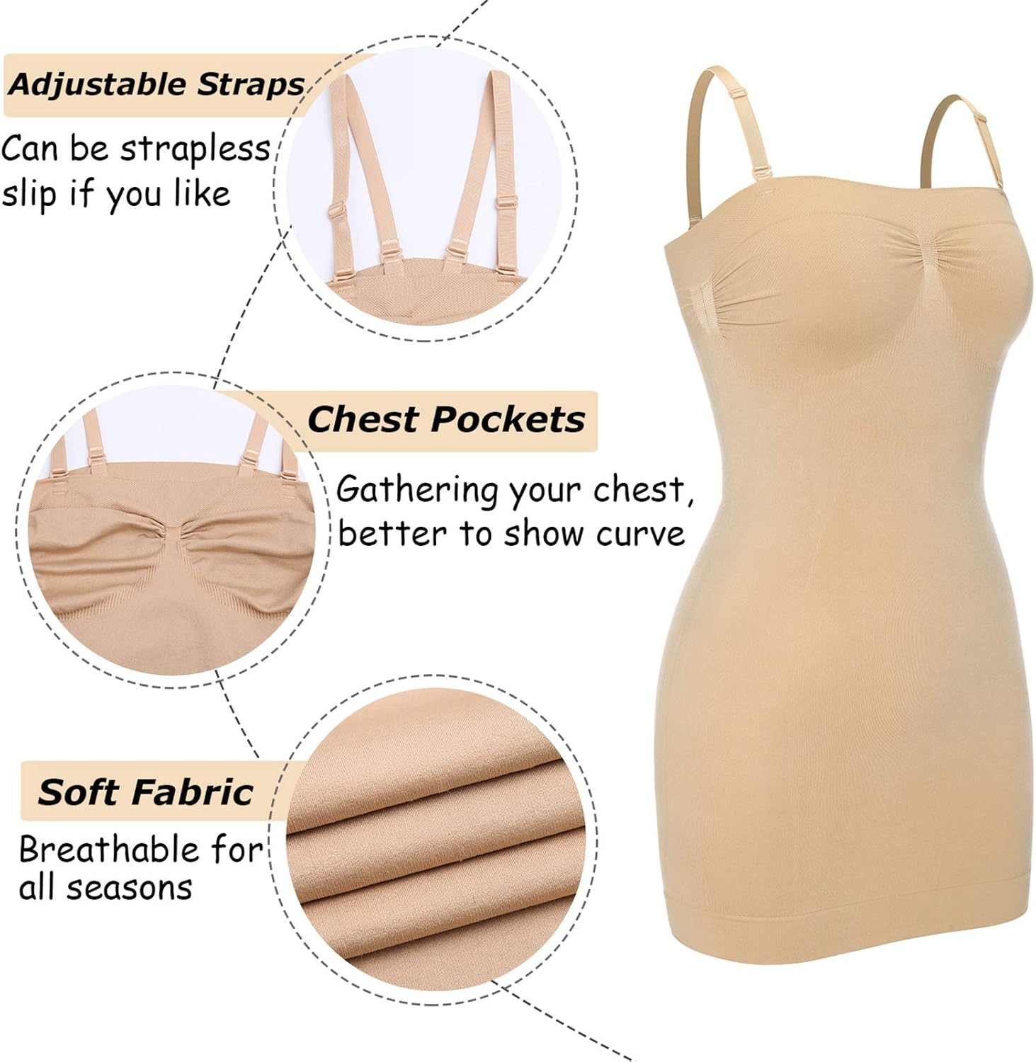 JOYSHAPER Strapless Shapewear Slip for Under Dresses Tummy Control Womems Full Slip Body Shaper Seamless at  Women’s Clothing store
