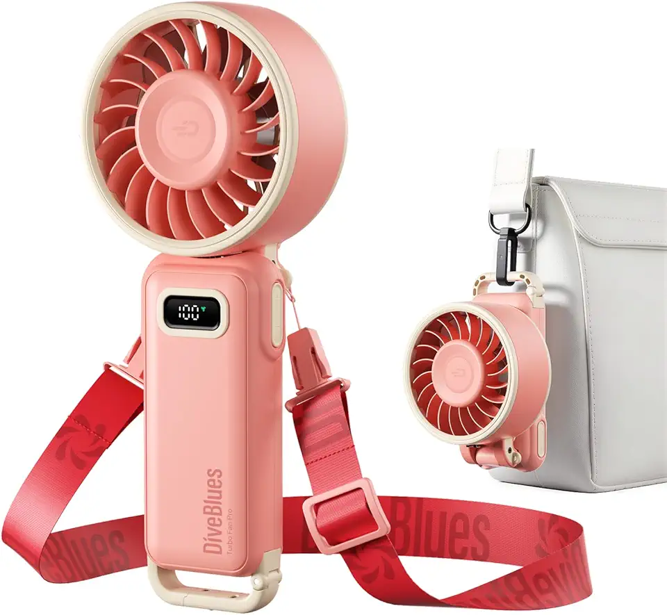 Diveblues Mini Ventilateur Portable Turbo,100 Vitesses à Flux d’Air Puissant 7,4 m/s, Peti