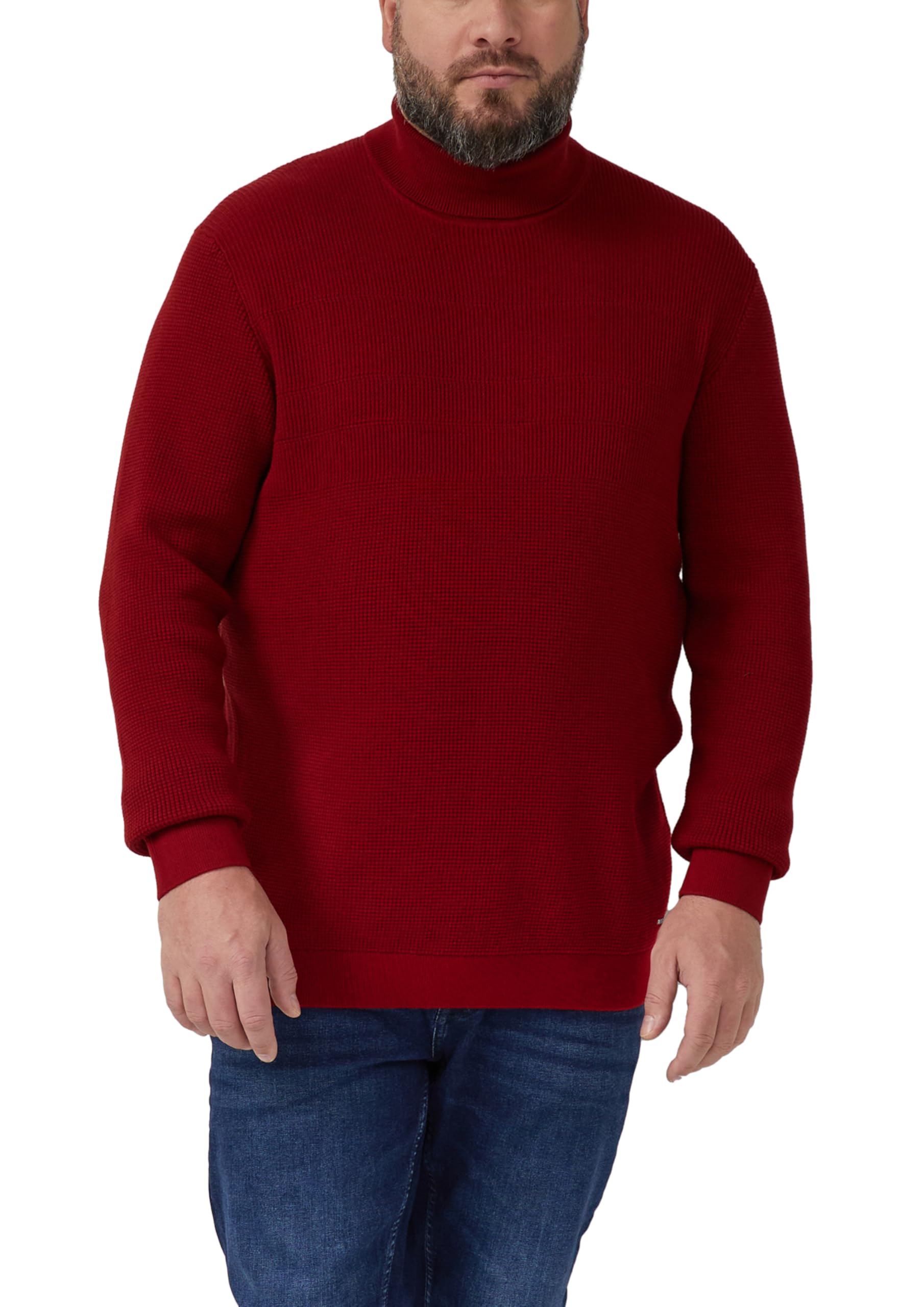 s.Oliver Strukturmix-Pullover aus Reiner Baumwolle mit Rollkragen
