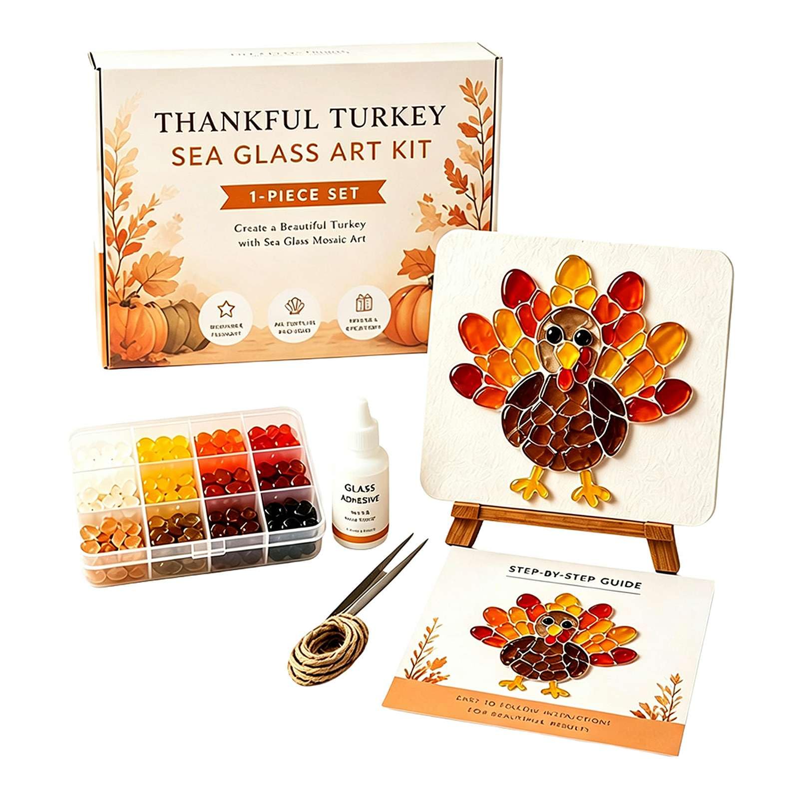 Halloween Sea Glass Art Kit DIY Mosaic Craft Set with Colorful Glass Pieces