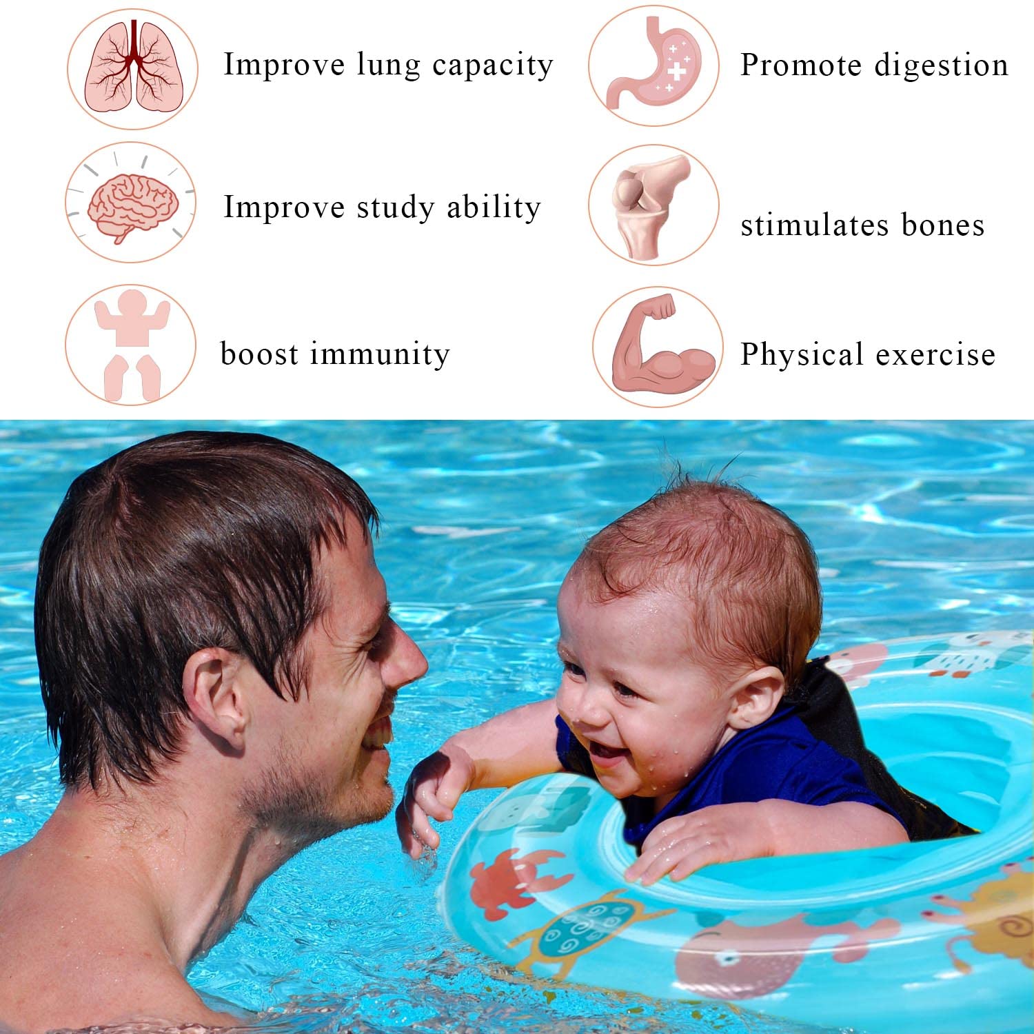 KEELYY Salvagente Bambini, Salvagente Neonato, Ciambella Neonato Piscina, Ciambella Gonfiabile Bambini, Piscina Galleggiante Neonato, Salvagente Mutandina per Bambini 6-36 Mesi