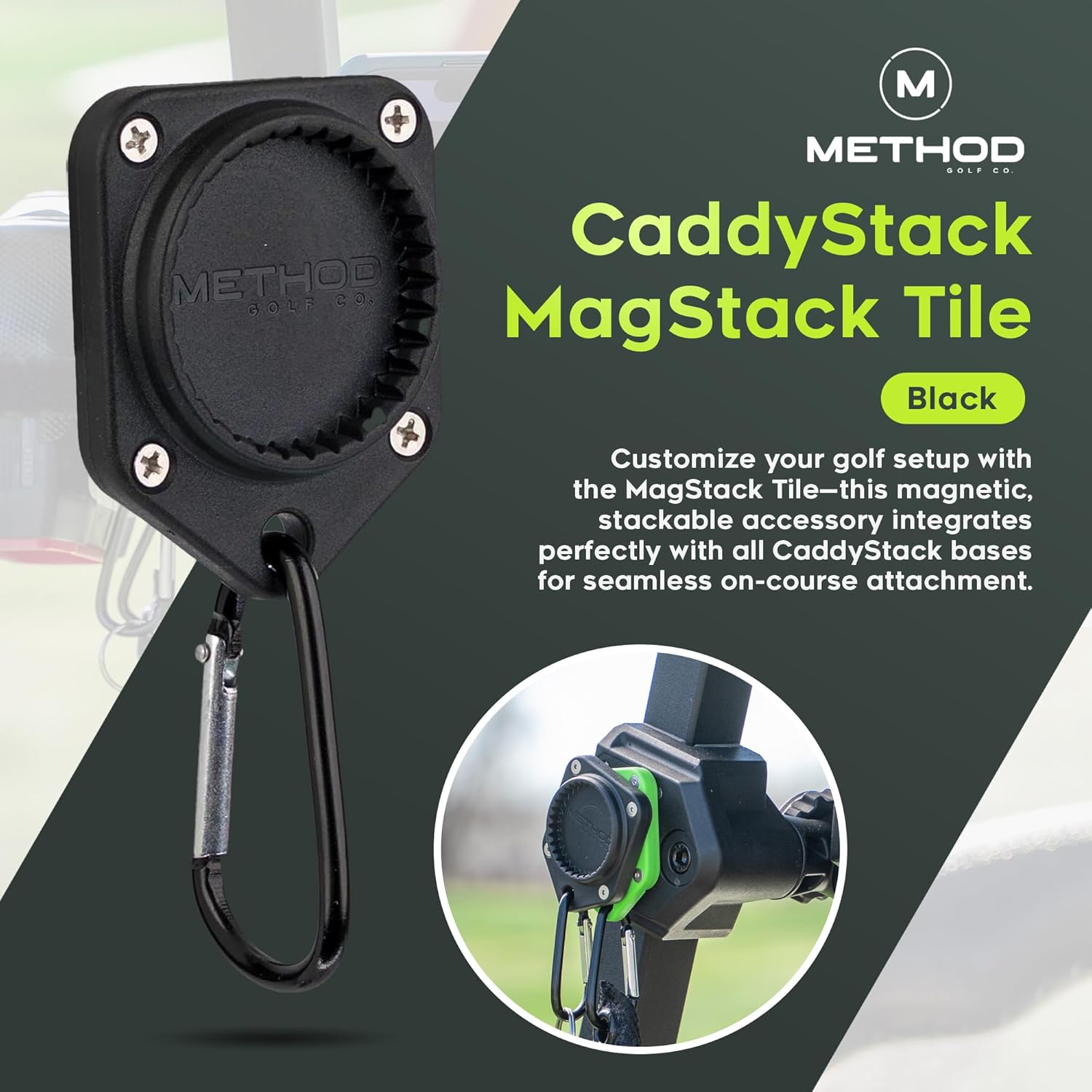 Method Golf MagStack Magnetic Tiles – N52 Magnetic Golf Push Cart Accessories & Golf Bag Organizer – Stackable Magnet for Towels, Brushes & Other Golf Accessories