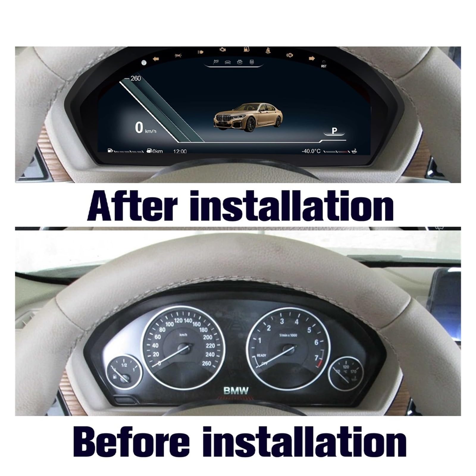 12,3 pollici compatibile con BMW F30 F31 GT-F34 F32 F33 F36 2013-2020 Cruscotto digitale Tachimetro LCD Cluster Pannello strumenti