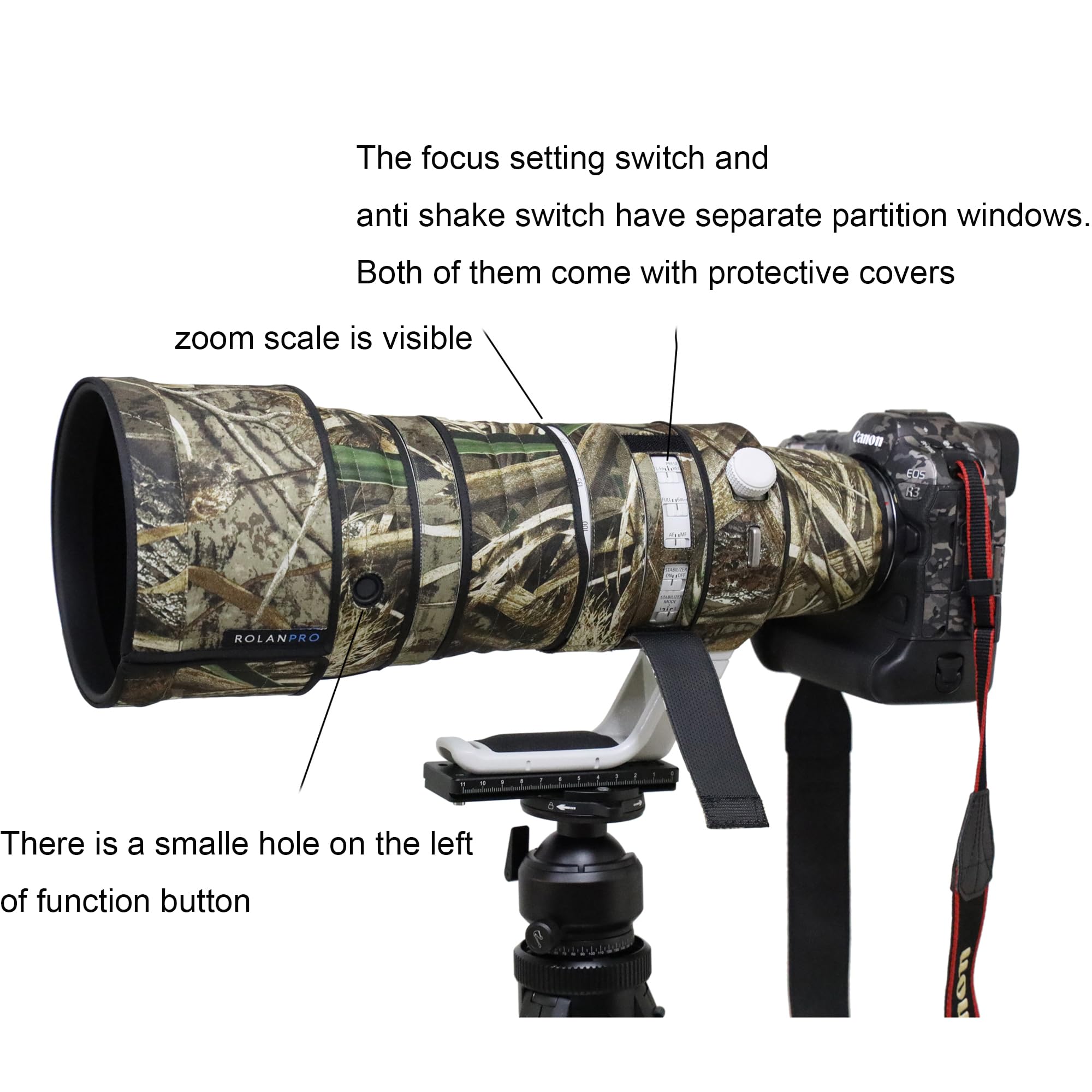 ROLANPRO Cubierta de lente impermeable para Canon RF 100-300 mm F/2.8 L es USM cubierta de lluvia funda protectora para pistolas-#9 hierba impermeable