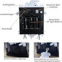 Vista 9 de WALPLUS Reloj de cuco timing para pared, pájaro cantando cuco, volumen ajustable, reloj de cuco de Navidad, regalo para sala de estar, oficina