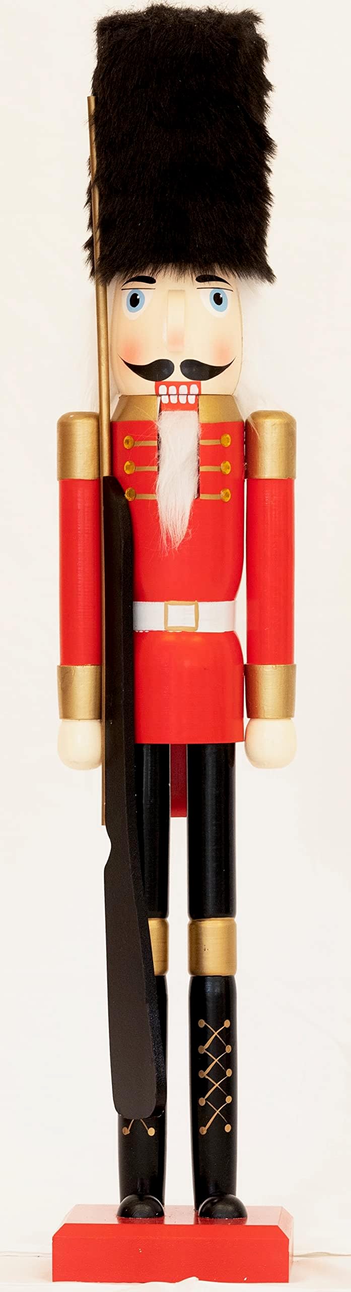 Arabelium Giant Life Size Large Nutcracker 100% Solid Wood Christmas Decoration Xmas Indoor Outdoor for Event/Ceremonies/Commercial (Rifle nutcracker, Height: 90cm/3ft)
