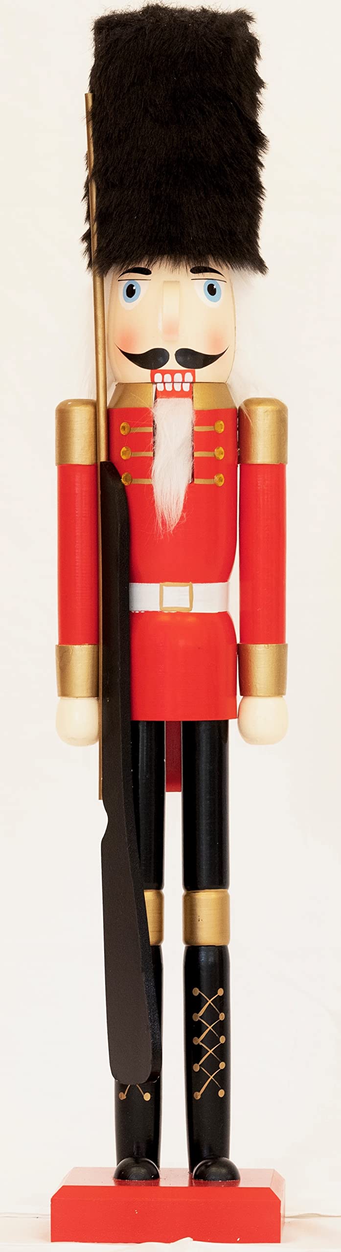Arabelium Giant Life Size Large Nutcracker 100% Solid Wood Christmas Decoration Xmas Indoor Outdoor for Event/Ceremonies/Commercial (Rifle nutcracker, Height: 90cm/3ft)