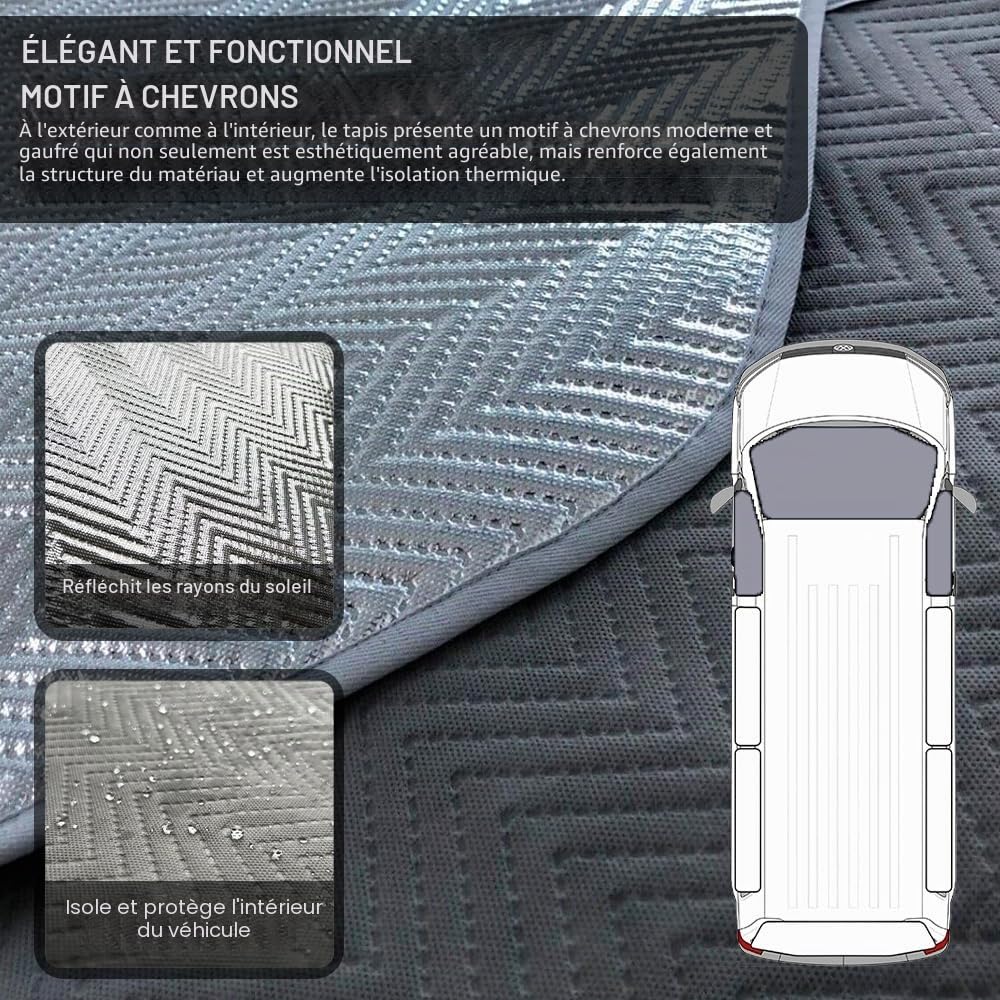 MJS Ensemble de protection thermique interne pour pare-brise et fenêtres Compatible avec Mercedes Sprinter Volkswagen VW Crafter 2006-2016 (3 pièces) Protection solaire pour cabine de camping-car