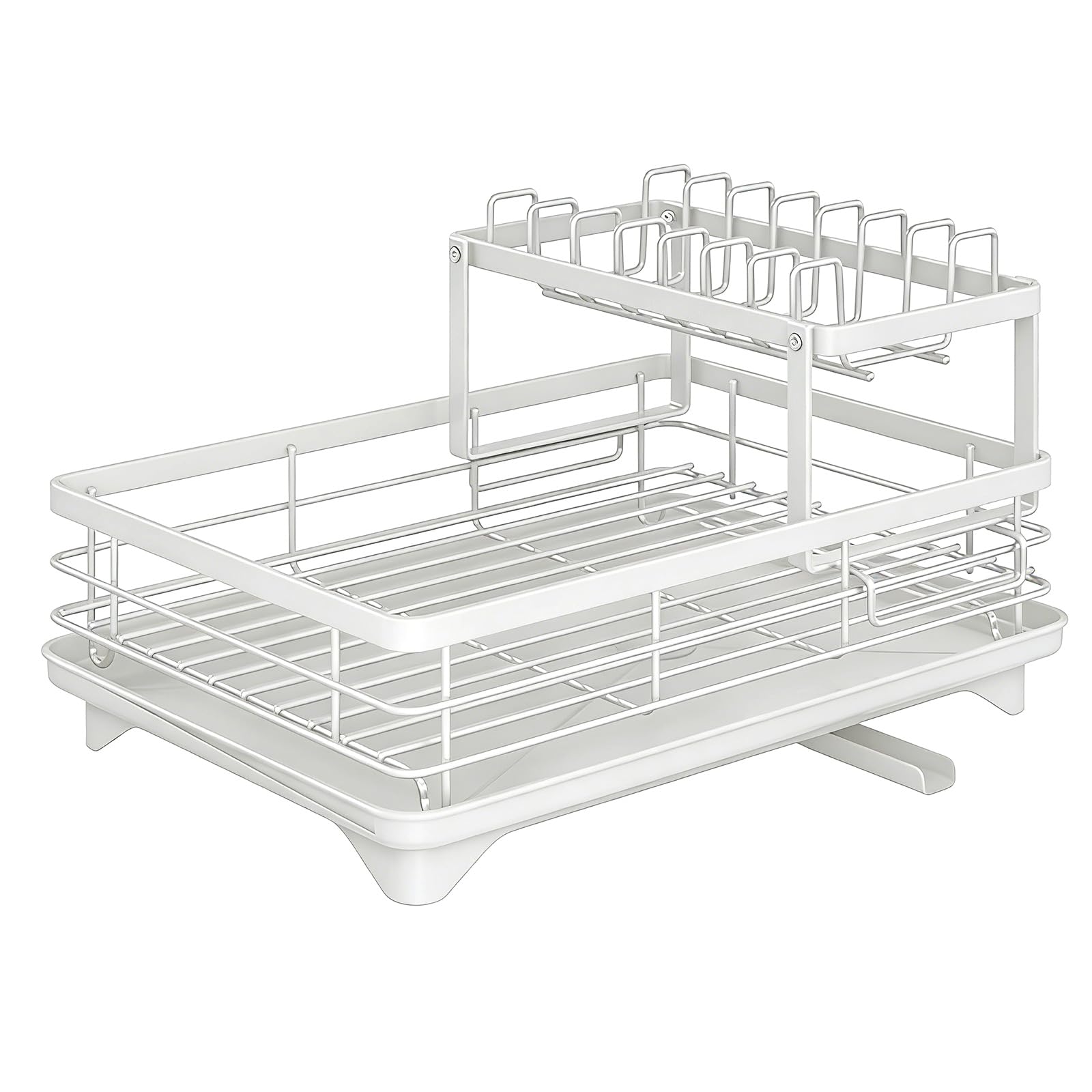 Shurhome Spacious Double Deck Drainer with Rustproof Finish and Firm Basel Drying Rack for Safe of Tableware Rustproof Kitchen Rack