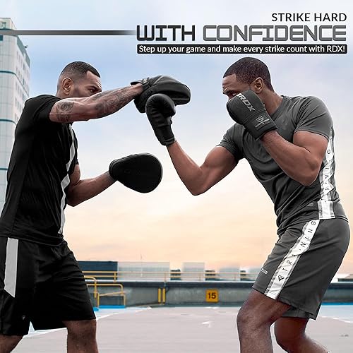 Miniatura 6 de RDX Guantes de boxeo, guantes de boxeo, piel maya, acolchado, palma ventilada, entrenamiento de boxeo pesado MMA, almohadillas de enfoque de